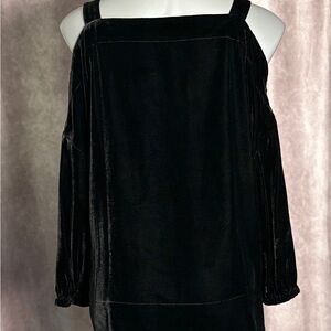 Tibi Black Velvet Off-Shoulder Top
